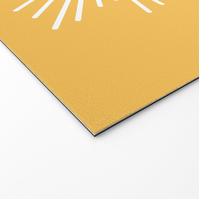Mid Century Modern Sunburst - Minimalist Sun in Mustard Marigold Yellow and White Welcome Mat Gallery Image 2