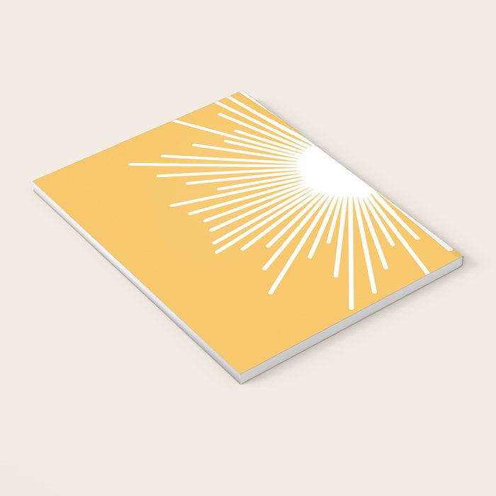 Mid Century Modern Sunburst - Minimalist Sun in Mustard Marigold Yellow and White Notebook Gallery Image 3
