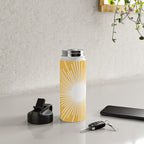 Mid Century Modern Sunburst - Minimalist Sun in Mustard Marigold Yellow and White Water Bottle Gallery Image 4