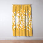 Mid Century Modern Sunburst - Minimalist Sun in Mustard Marigold Yellow and White Window Curtain Gallery Image 3