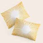 Mid Century Modern Sunburst - Minimalist Sun in Mustard Marigold Yellow and White Pillow Sham Gallery Image 3