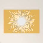 Mid Century Modern Sunburst - Minimalist Sun in Mustard Marigold Yellow and White Welcome Mat Gallery Image 1