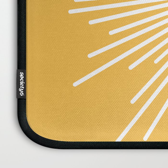 Mid Century Modern Sunburst - Minimalist Sun in Mustard Marigold Yellow and White Laptop Sleeve Gallery Image 3