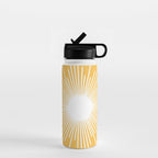 Mid Century Modern Sunburst - Minimalist Sun in Mustard Marigold Yellow and White Water Bottle Gallery Image 1