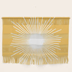 Mid Century Modern Sunburst - Minimalist Sun in Mustard Marigold Yellow and White Wall Hanging Gallery Image 1