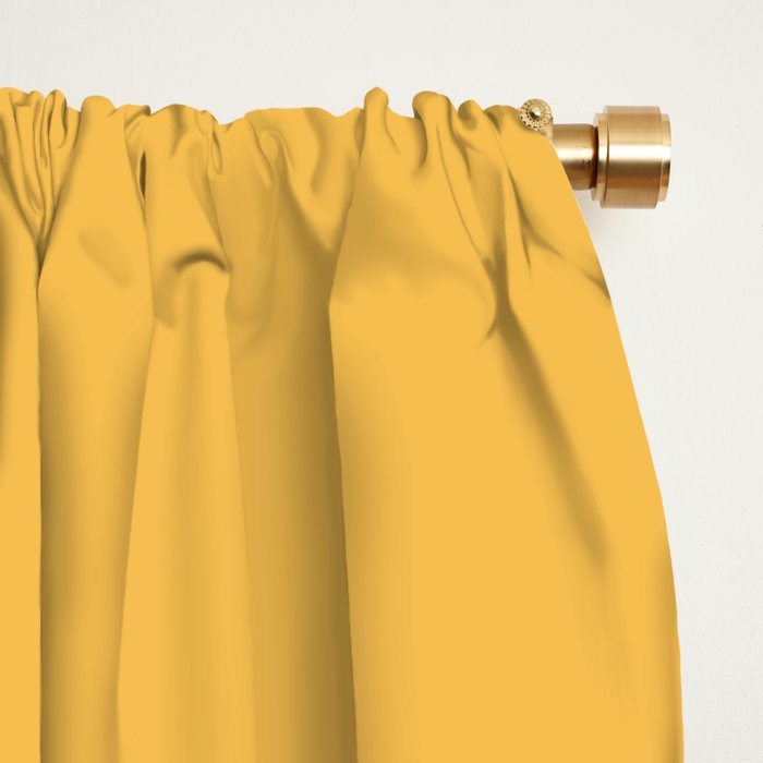 Mid Century Modern Sunburst - Minimalist Sun in Mustard Marigold Yellow and White Window Curtain Gallery Image 2
