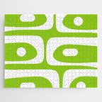 Lime Green Mid Century Modern Piquet Abstract Pattern with White Jigsaw Puzzle Gallery Image 1