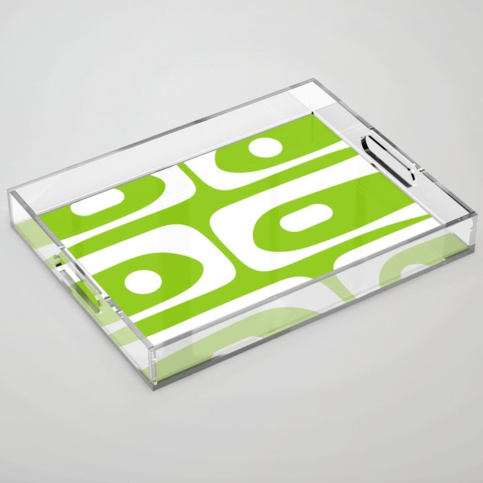 Lime Green Mid Century Modern Piquet Abstract Pattern with White Acrylic Tray Gallery Image 1