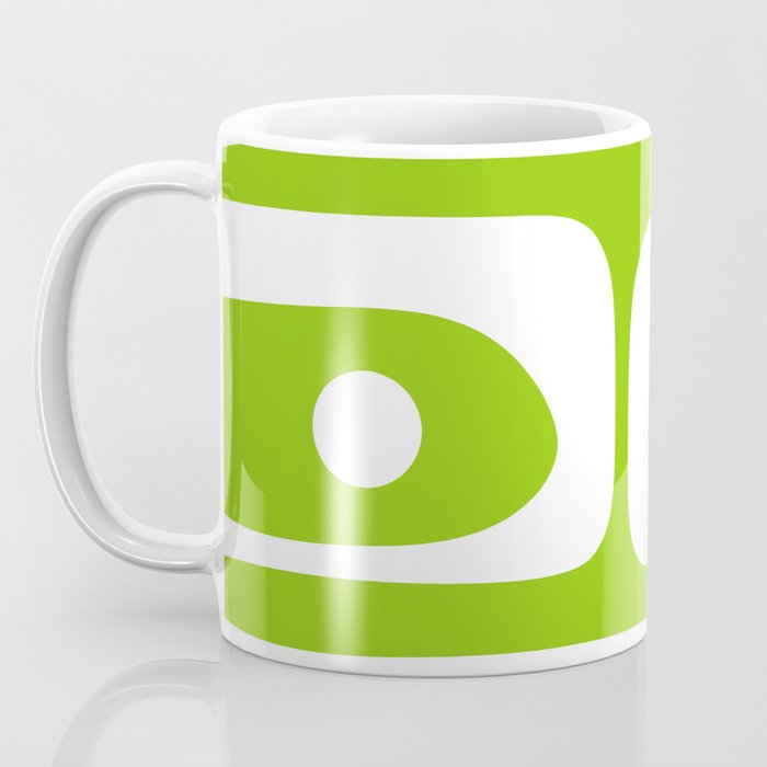 Lime Green Mid Century Modern Piquet Abstract Pattern with White Coffee Mug Gallery Image 3