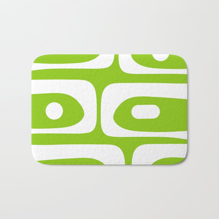 Lime Green Mid Century Modern Piquet Abstract Pattern with White Bath Mat Gallery Image 1