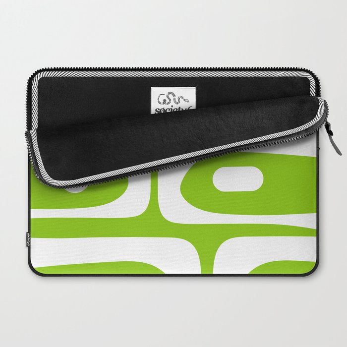 Lime Green Mid Century Modern Piquet Abstract Pattern with White Laptop Sleeve Gallery Image 2