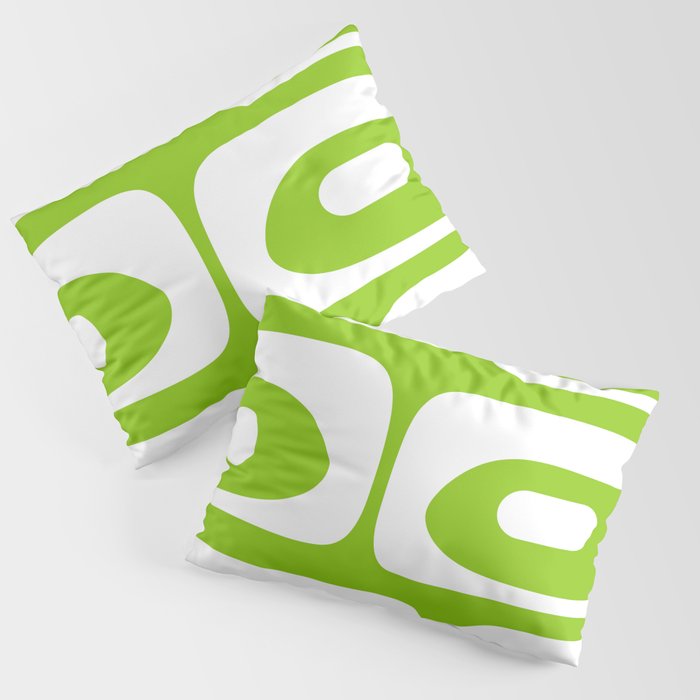 Lime Green Mid Century Modern Piquet Abstract Pattern with White Pillow Sham Gallery Image 3