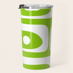 Lime Green Mid Century Modern Piquet Abstract Pattern with White Travel Mug Gallery Image 3