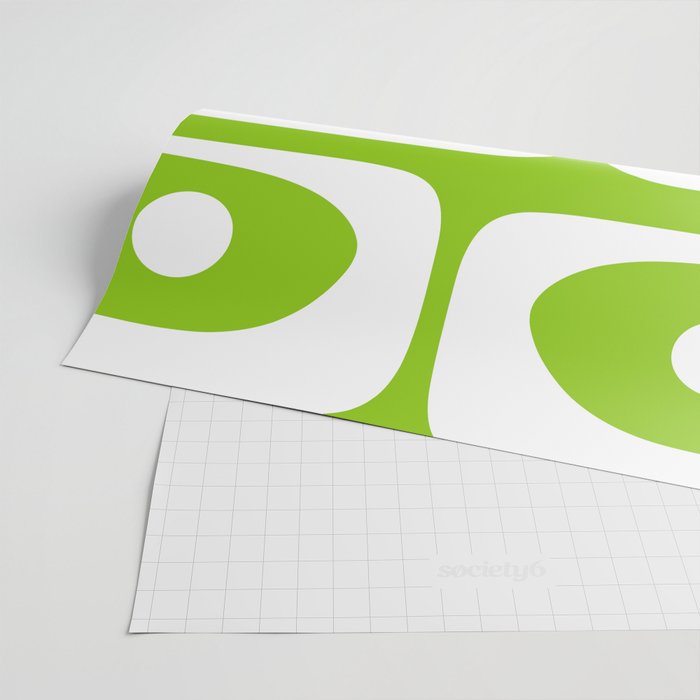 Lime Green Mid Century Modern Piquet Abstract Pattern with White Wrapping Paper Gallery Image 2