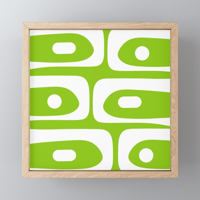 Lime Green Mid Century Modern Piquet Abstract Pattern with White Mini Art Print Gallery Image 1