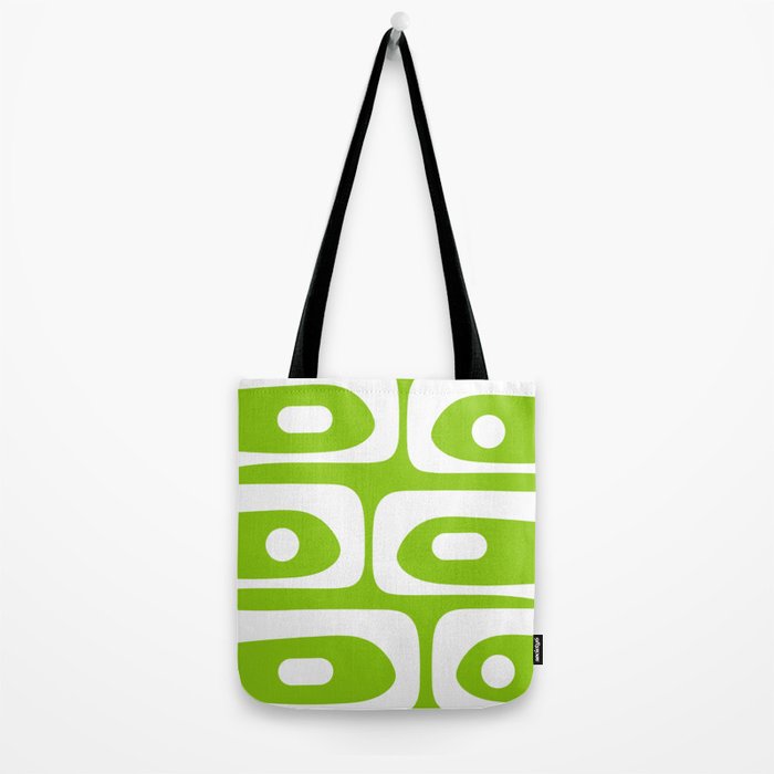 Lime Green Mid Century Modern Piquet Abstract Pattern with White Tote Bag Gallery Image 2