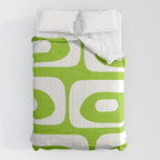Lime Green Mid Century Modern Piquet Abstract Pattern with White Comforter Gallery Image 6