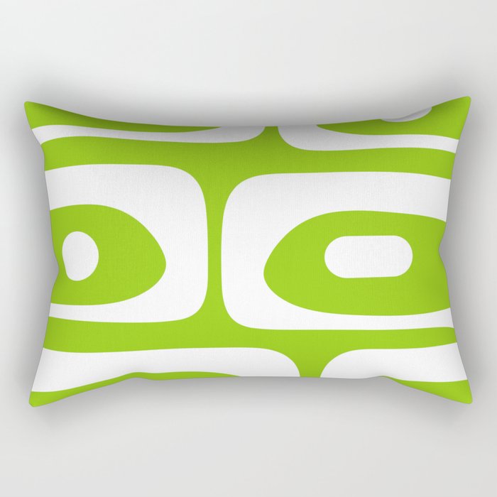 Lime Green Mid Century Modern Piquet Abstract Pattern with White Rectangular Pillow Gallery Image 2