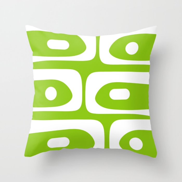 Lime Green Mid Century Modern Piquet Abstract Pattern with White Throw Pillow Gallery Image 6