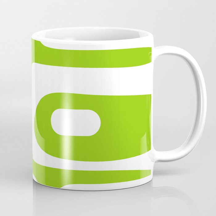 Lime Green Mid Century Modern Piquet Abstract Pattern with White Coffee Mug Gallery Image 1
