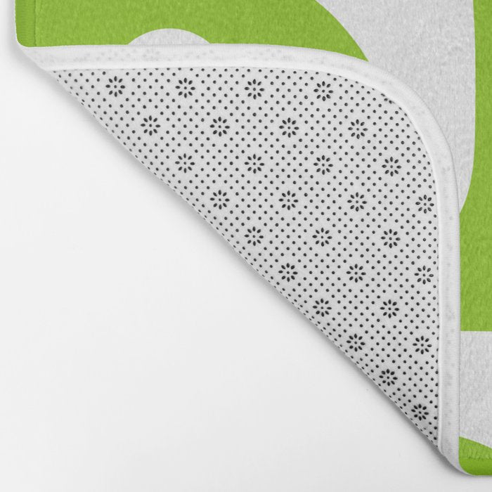 Lime Green Mid Century Modern Piquet Abstract Pattern with White Bath Mat Gallery Image 2