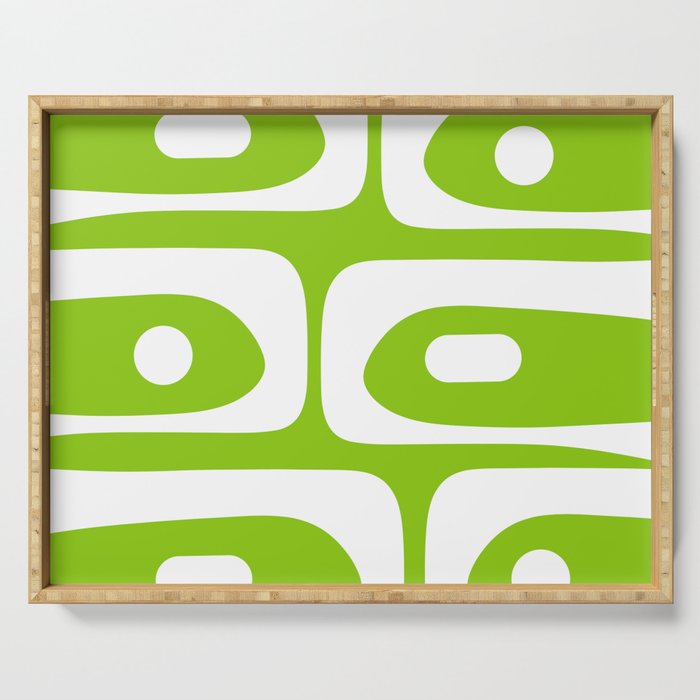 Lime Green Mid Century Modern Piquet Abstract Pattern with White Serving Tray Gallery Image 1