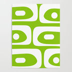 Lime Green Mid Century Modern Piquet Abstract Pattern with White Poster Gallery Image 4