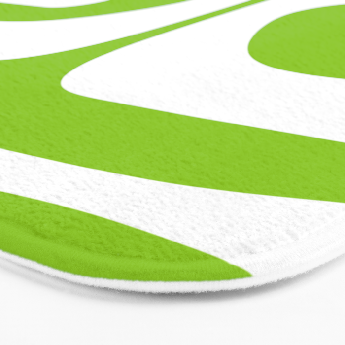 Lime Green Mid Century Modern Piquet Abstract Pattern with White Bath Mat Gallery Image 3