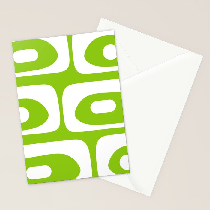 Lime Green Mid Century Modern Piquet Abstract Pattern with White Stationery Card Gallery Image 2