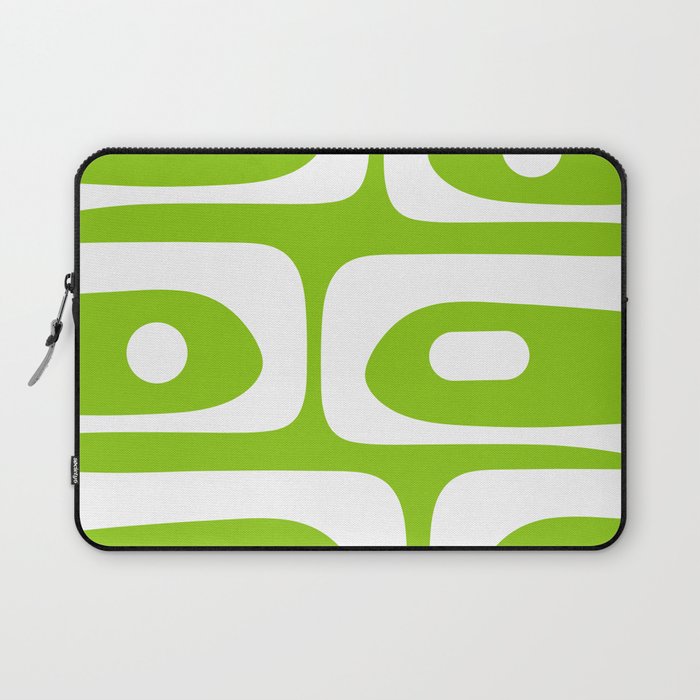 Lime Green Mid Century Modern Piquet Abstract Pattern with White Laptop Sleeve Gallery Image 1