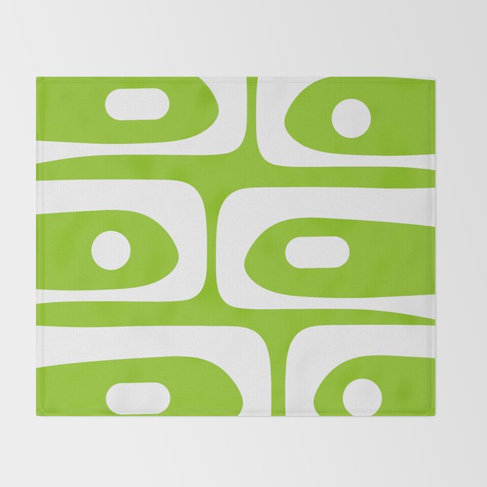 Lime Green Mid Century Modern Piquet Abstract Pattern with White Throw Blanket Gallery Image 2
