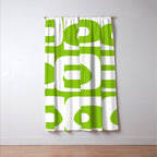 Lime Green Mid Century Modern Piquet Abstract Pattern with White Window Curtain Gallery Image 3