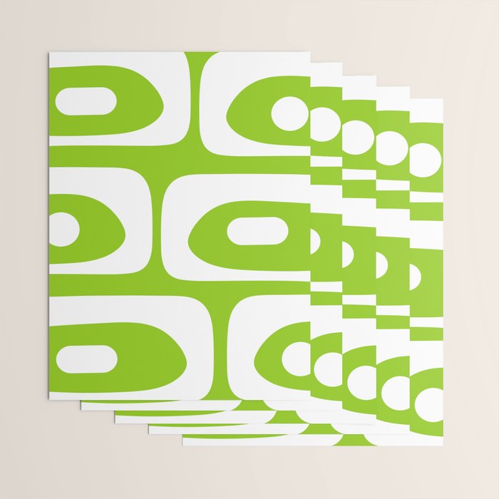 Lime Green Mid Century Modern Piquet Abstract Pattern with White Wrapping Paper Gallery Image 3
