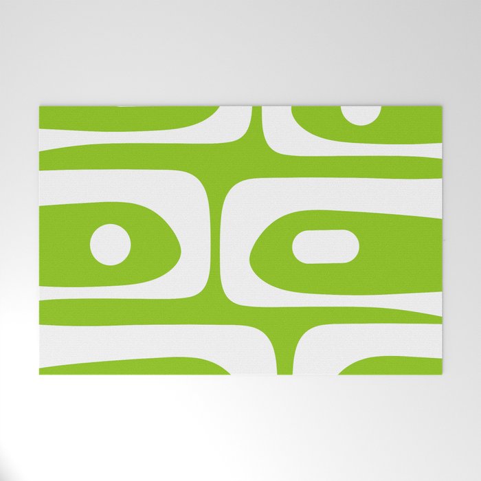 Lime Green Mid Century Modern Piquet Abstract Pattern with White Welcome Mat Gallery Image 1
