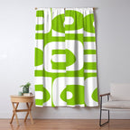 Lime Green Mid Century Modern Piquet Abstract Pattern with White Window Curtain Gallery Image 5