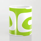 Lime Green Mid Century Modern Piquet Abstract Pattern with White Coffee Mug Gallery Image 4