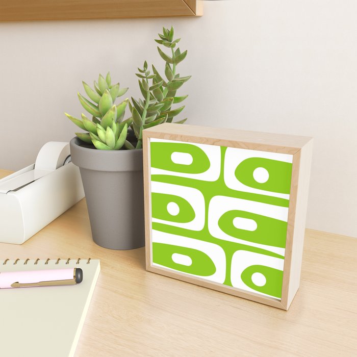 Lime Green Mid Century Modern Piquet Abstract Pattern with White Mini Art Print Gallery Image 2