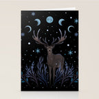 Deer in Winter Night Forest Stationery Card Gallery Image 2