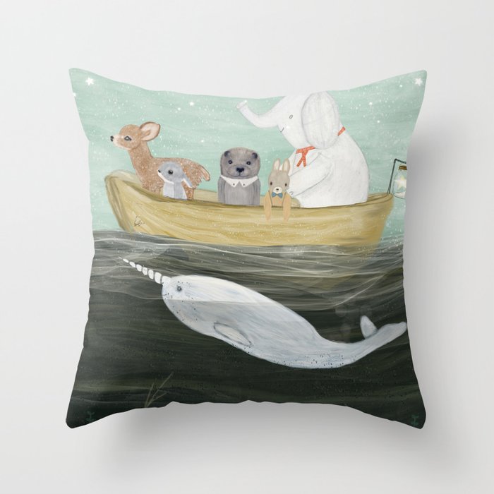 little yellow boat Throw Pillow Gallery Image 6