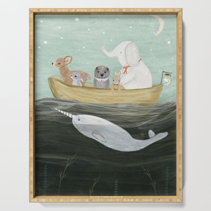 little yellow boat Serving Tray Gallery Image 1