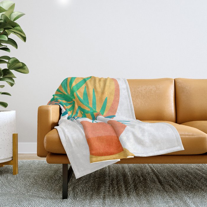 Summer Eclipse Mid Century Abstract Shapes Throw Blanket Gallery Image 1
