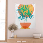 Summer Eclipse Mid Century Abstract Shapes Wall Tapestry Gallery Image 2