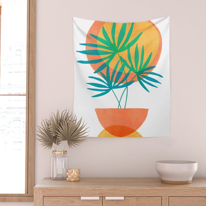 Summer Eclipse Mid Century Abstract Shapes Wall Tapestry Gallery Image 2