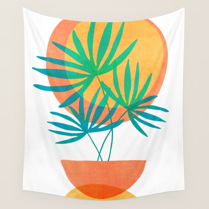 Summer Eclipse Mid Century Abstract Shapes Wall Tapestry Gallery Image 1