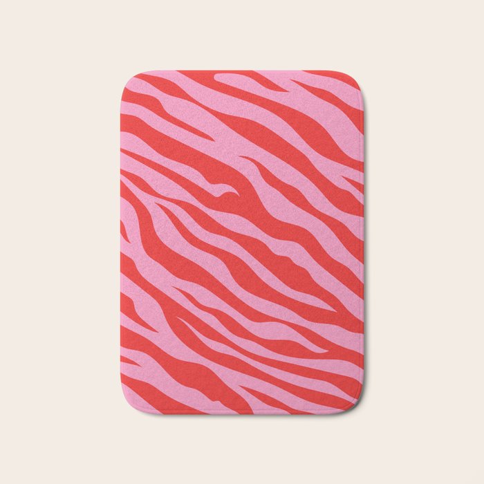 Zebra Animal Print (Pink & Red) Bath Mat Gallery Image 1