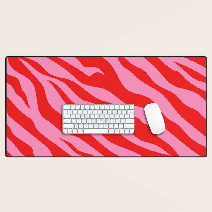 Zebra Animal Print (Pink & Red) Desk Mat Gallery Image 1