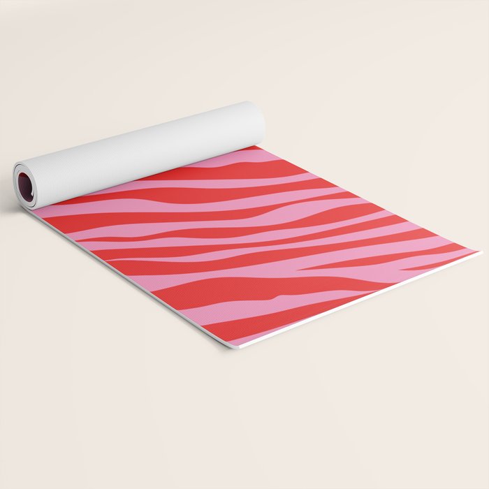 Zebra Animal Print (Pink & Red) Yoga Mat Gallery Image 2