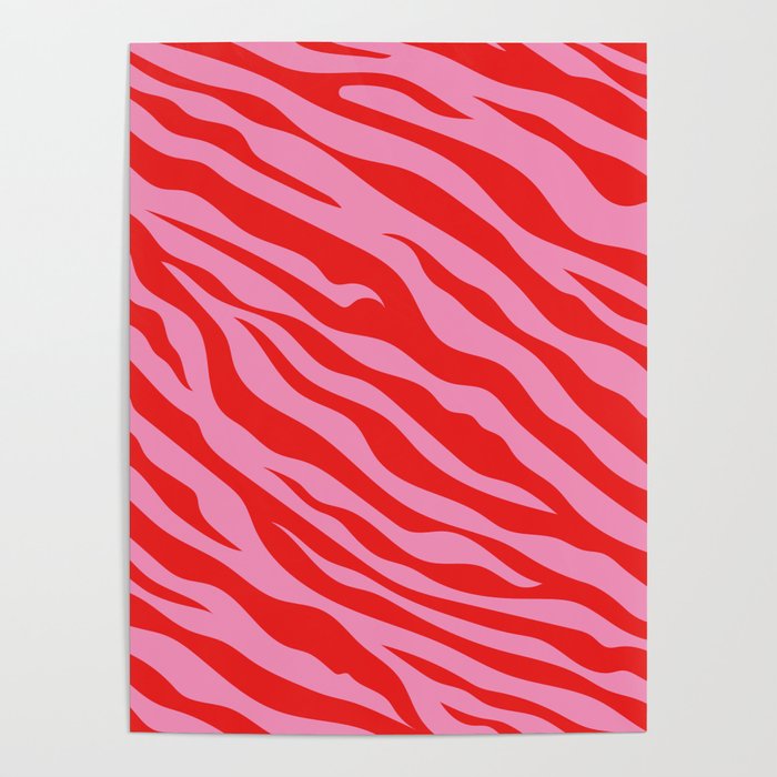 Zebra Animal Print (Pink & Red) Poster Gallery Image 4