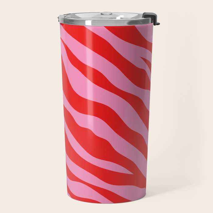 Zebra Animal Print (Pink & Red) Travel Mug Gallery Image 2