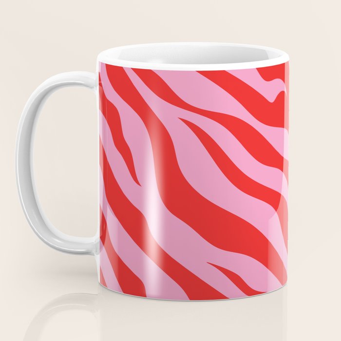 Zebra Animal Print (Pink & Red) Coffee Mug Gallery Image 3